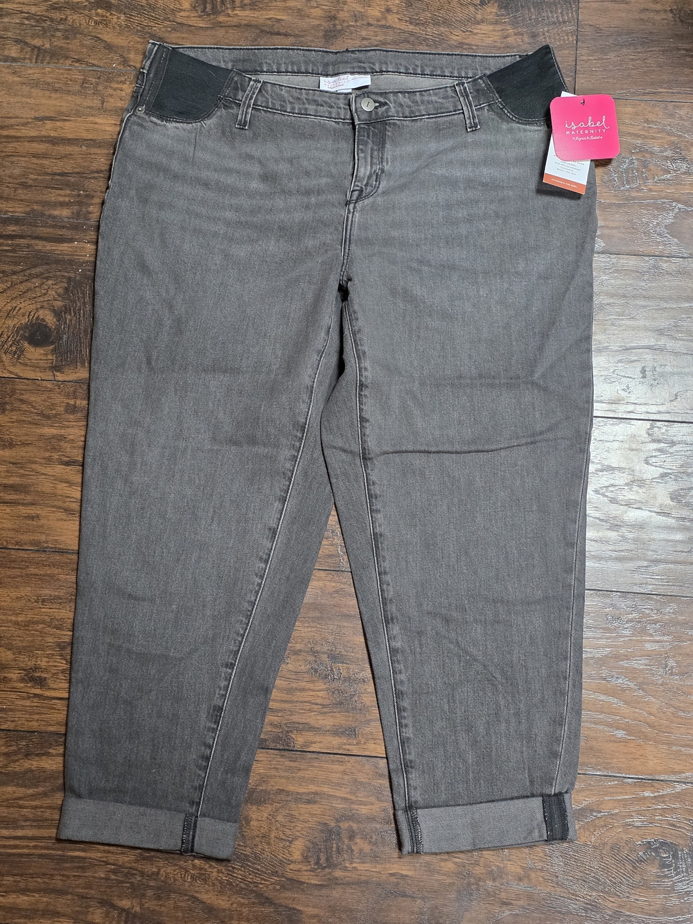 Isabel Maternity Size 12 Gray Cropped Stretch Maternity Jeans